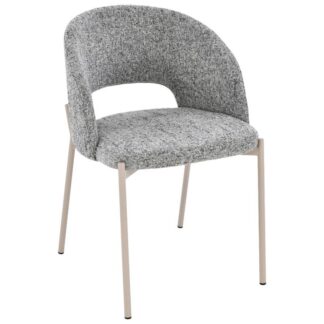 Silla Madera Tela Gris Patas Metal 52x54x77cm H.asiento:49cm