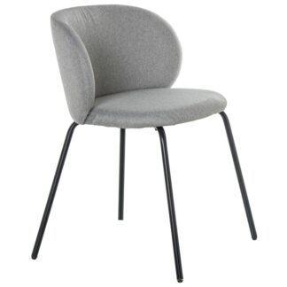 Silla Metal Negro Tapizado Gris 56x52x78cm Alt.asiento:48cm