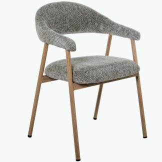 Silla Tela Gris C/patas Metal Efecto Madera 55x55x79cm