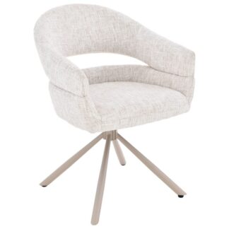 Sillón Giratorio De Retorno Tela Beige Patas Metal 58x62x85cm Alt.asiento:50cm
