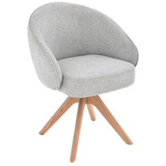 Sillon Giratorio Madera Tela Gris Patas Madera 62x61x77cm H.asiento:49cm