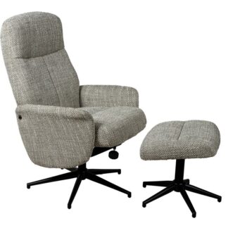 Sillón Relax Giratorio Gris Verdoso C/reposapies Patas Metal 77x75x104,5cm 47x44x44,5cm