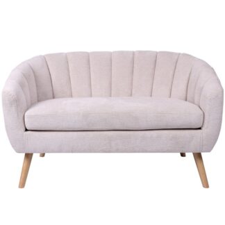 Sofá 2 Plazas Tela Beige Patas Madera 127x73x76cm Alt.asiento:48cm