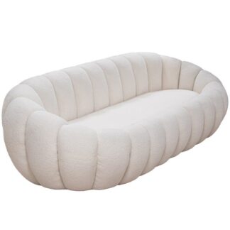 Sofa 3 Plazas Madera Tela Blanca 199x62x96cm Alt.asiento:36cm