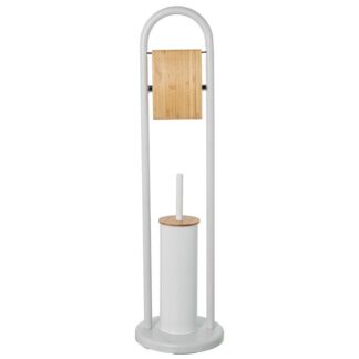 Soporte Rollo C/escobillero Metal Blanco Ø22x80cm