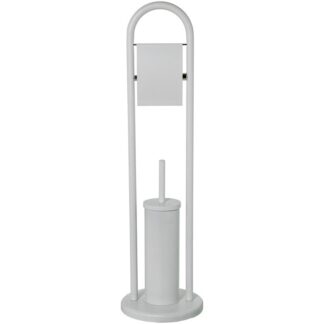 Soporte Rollo C/escobillero Metal Blanco Ø22x80cm