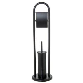 Soporte Rollo C/escobillero Metal Negro Ø22x80cm