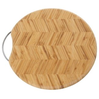 Tabla Cortar Madera Con Asa Metal 35x35x2cm