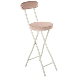 Taburete Alto C/respaldo Metal Blanco Tela Beige 30x42x93cm Alt.asiento:66cm