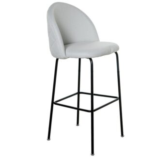 Taburete Metal Negro Tapizado Beige 52x55x110cm Alt.asiento:79cm