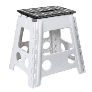 Taburete Plegable Pp Blanco/negro 39x32x40cm, Asiento:29x22cm