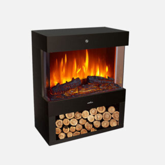 Termoventilador Ceramico Ptc Columbia 1800w Negro 2pot Efecto Llama Indep.termostato,protecc.73x60x30cm