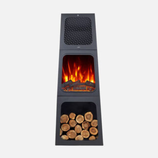 Termoventilador Ceramico Ptc Cornelius 1800w Negro 2pot Efecto Llama Indp.termostato,protecc.119x45x35cm