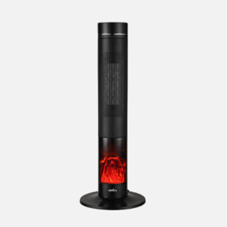 Termoventilador Ceramico Ptc Vertical Benton 2000w Negro 2pot Oscilante,efecto Llama,antivuelco 85x32x32cm