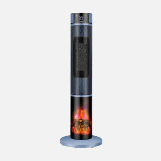 Termoventilador Vertical Ceramico Everton 2000w Azul/Negro C/remoto 2pot.4fun.oscilante Antivuelco,efecto Llama 78x25x25cm