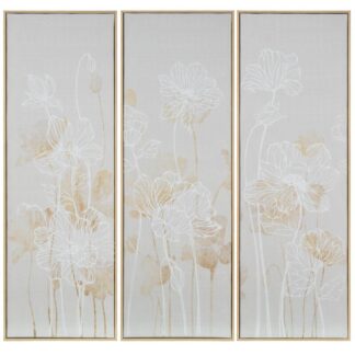 Triptico Lienzo Flores 30x3,2x90cm Cada Cuadro