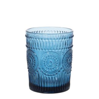 Vaso Bajo Cristal Azul 300ml Ø8x10cm, Apto Lavavajillas