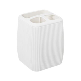 Vaso Cepillos De Dientes Baño Acrilico Blanco 7x7x9,5cm