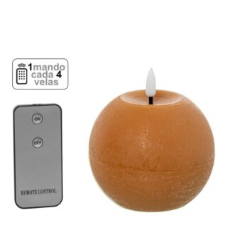 Vela Led Bola Cera Caramelo 1 Mando Para Cada 4 Velas Ø10x8,5cm Pilas:2xaa No Inclu