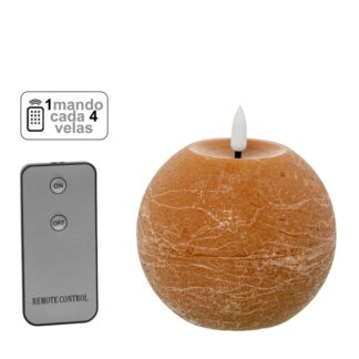 Vela Led Bola Cera Caramelo 1 Mando Para Cada 4 Velas Ø10x8,5cm Pilas:2xaa No Inclu