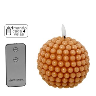 Vela Led Bola Cera Caramelo 1 Mando Para Cada 4 Velas Ø10x9cm Pilas:2xaa No Incluid
