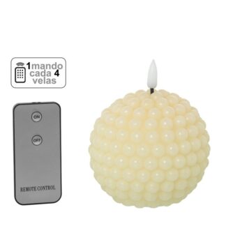 Vela Led Bola Cera Marfil 1 Mando Para Cada 4 Velas Ø10x9cm Pilas:2xaa No Incluid
