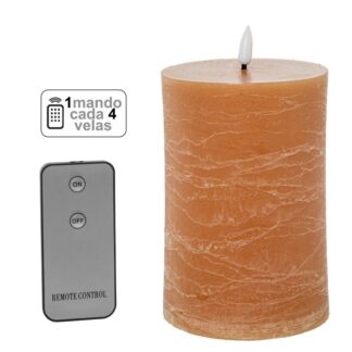Vela Led Cera Caramelo 1 Mando Para Cada 4 Velas Ø10x20cm Pilas:2xaa No Inclui