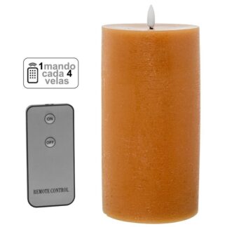 Vela Led Cera Caramelo 1 Mando Para Cada 4 Velas Ø10x20cm Pilas:2xaa No Inclui