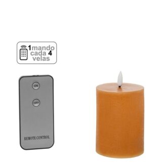 Vela Led Cera Caramelo 1 Mando Para Cada 4 Velas Ø7,5x10cm Pilas:2xaa No Inclu