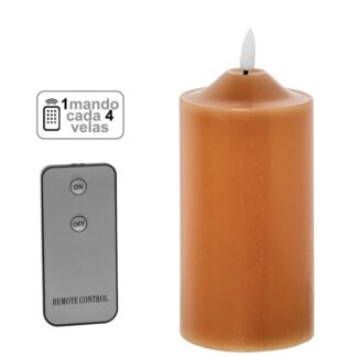 Vela Led Cera Caramelo 1 Mando Para Cada 4 Velas Ø7,5x15cm Pilas:2xaa No Inclu