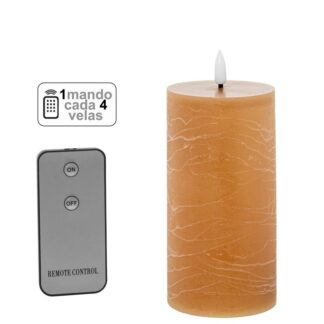 Vela Led Cera Caramelo 1 Mando Para Cada 4 Velas Ø7,5x15cm Pilas:2xaa No Inclu