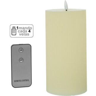 Vela Led Cera Marfil 1 Mando Para Cada 4 Velas Ø10x20cm Pilas:2xaa No Inclui