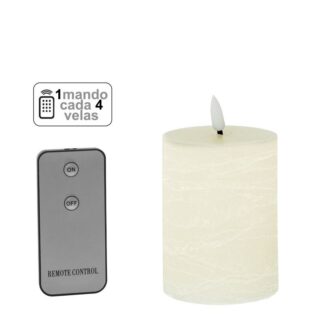 Vela Led Cera Marfil 1 Mando Para Cada 4 Velas Ø7,5x10cm Pilas:2xaa No Inclu