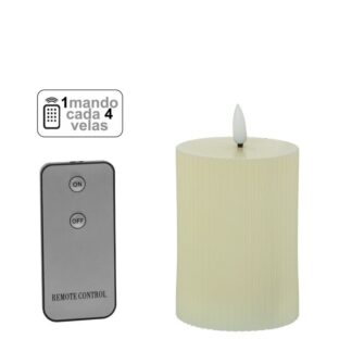 Vela Led Cera Marfil 1 Mando Para Cada 4 Velas Ø7,5x10cm Pilas:2xaa No Inclu