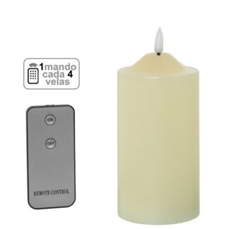Vela Led Cera Marfil 1 Mando Para Cada 4 Velas Ø7,5x15cm Pilas:2xaa No Inclu