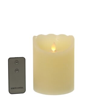 Vela Led De Cera C/mando A Distancia, Color: Marfil Ø10x12,5cm, 2xaa Pilas No Inc