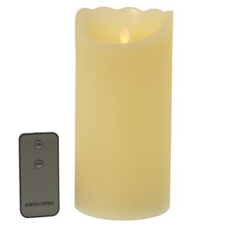 Vela Led De Cera C/mando A Distancia, Color: Marfil Ø10x20cm. 2xaa Pilas No Inclu