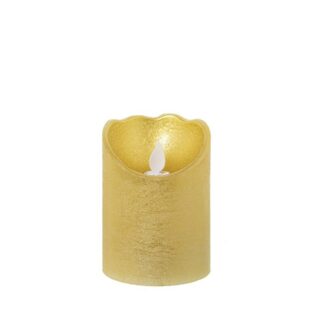 Vela Led De Cera Oro, Con Interruptor Ø7,5x10cm, Pilas:2xaa No Incl