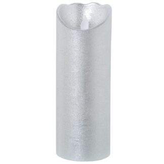 Vela Led De Cera Plata, Con Interruptor Ø7,5x20cm, Pilas:2xaa No Incl