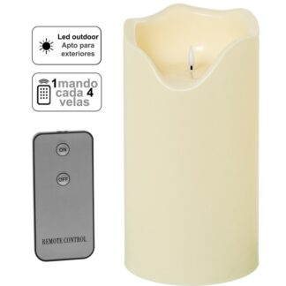 Vela Led Poliéster Marfil 1 Mando Para Cada 4 Velas Ø16x30cm Pilas:3xc No Incluid