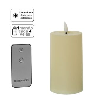 Vela Led Poliéster Marfil 1 Mando Para Cada 4 Velas Ø7x12,5cm Pilas:2xaa No Inclu