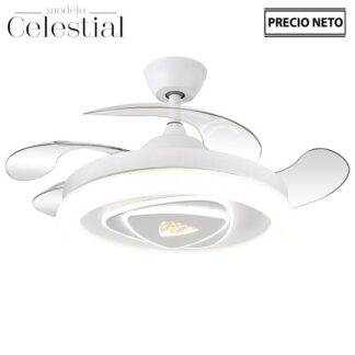 Ventilador Techo C/luz Celestial Blanco 4 Aspas Retráctiles Ø107x33-48cm Lámpara:ø50cm