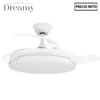 Ventilador Techo C/luz Dreamy Blanco 3 Aspas Retráctiles Ø106x36-53cm Lámpara:ø45cm