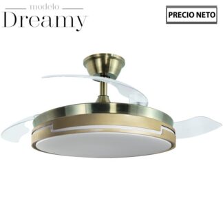 Ventilador Techo C/luz Dreamy Cuero 3 Aspas Retráctiles Ø106x36-53cm Lámpara:ø45cm