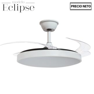 Ventilador Techo C/luz Eclipse Blanco 3 Aspas Retráctiles Ø106x36-53cm Lámpara:ø45cm