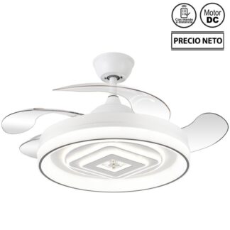 Ventilador Techo C/luz Enchanted Blanco 4 Aspas Retráctiles Ø107x34-49cm Lámpara:ø50cm