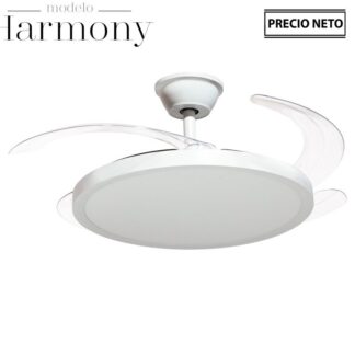 Ventilador Techo C/luz Harmony Blanco 3 Aspas Retráctiles Ø106x36-53cm Lámpara:ø45cm