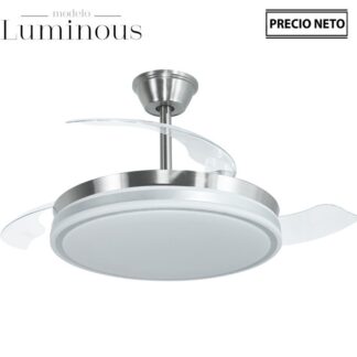 Ventilador Techo C/luz Luminous Cromado 3 Aspas Retráctiles Ø106x36-53cm Lámpara:ø45cm