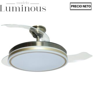 Ventilador Techo C/luz Luminous Cuero 3 Aspas Retráctiles Ø106x36-53cm Lámpara:ø45cm