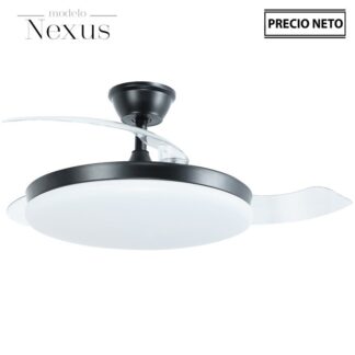 Ventilador Techo C/luz Nexus Negro 3 Aspas Retráctiles Ø106x36-53cm Lámpara:ø45cm